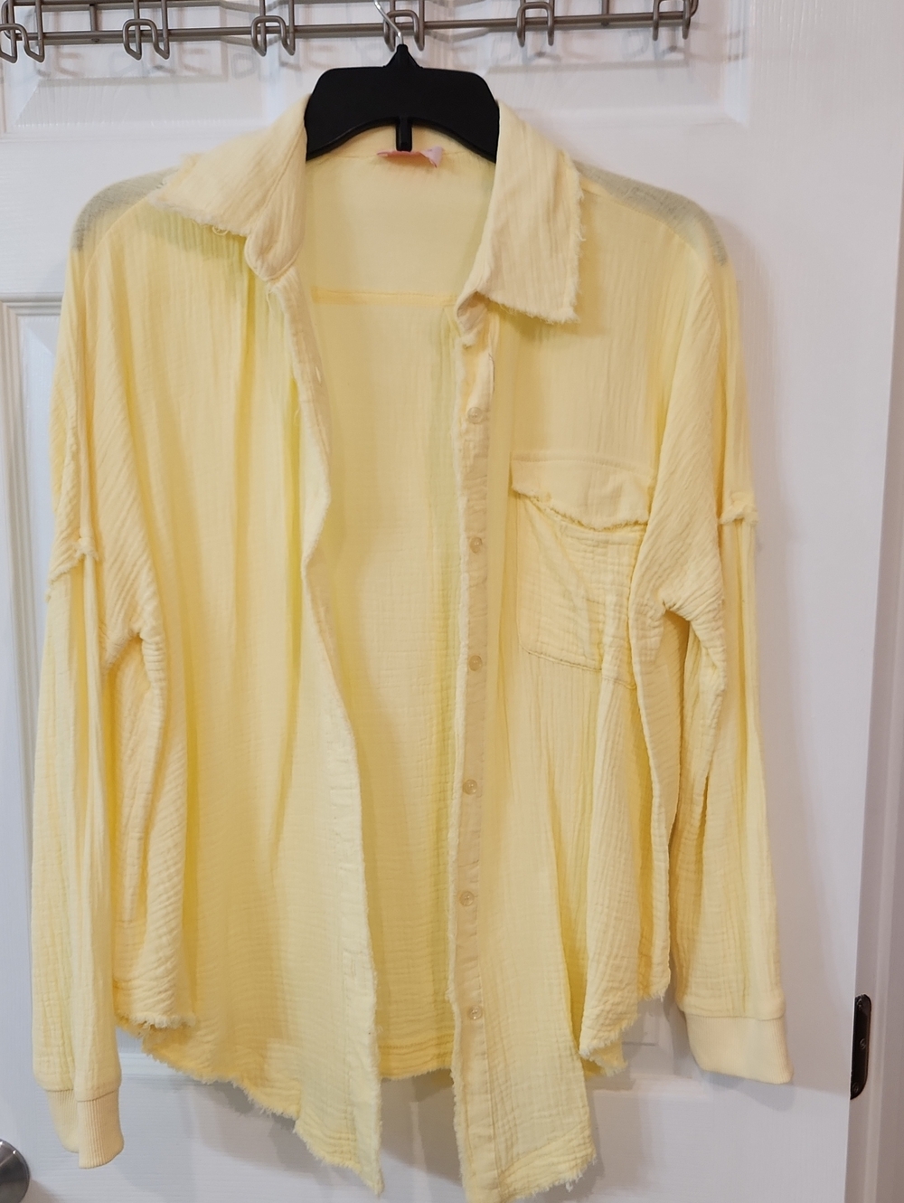 Pink Lily Light Yellow Button Down Shirt Never Worn Butter Yellow Gauze Material